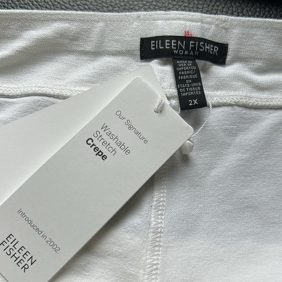 Eileen Fisher Slim Ankle Pant White Washable Stretch Crepe Trouser Sz 2X NEW - Picture 8 of 11